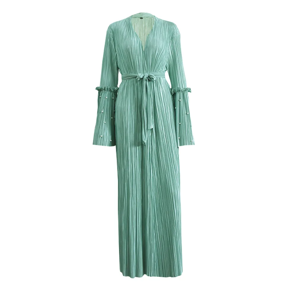 

Elegant ladies maxi long dress Cardigan Bow bandage shirt dresses women fashion robes Floor length tunics bath Kimono