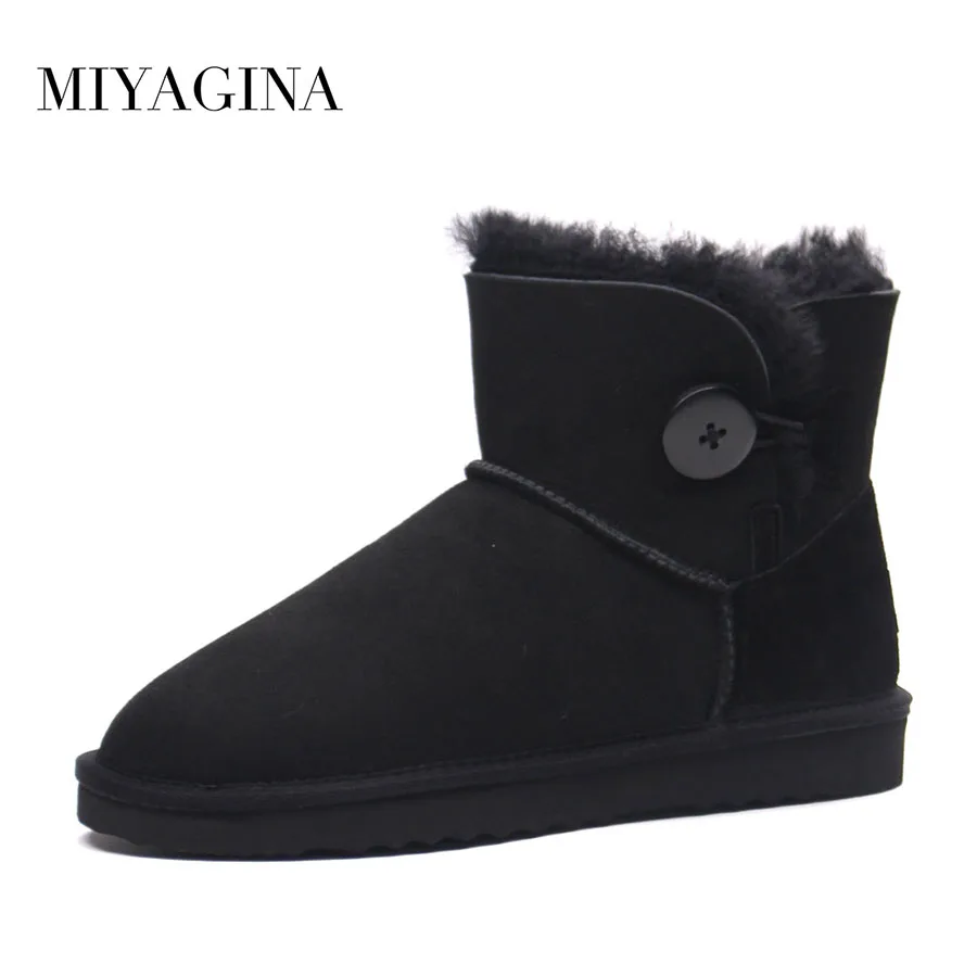 

100% Natural Sheepskin Snow Boots Winter Brand Genuine Fur Women Boots Plus size Warm Waterproof Ankle Boots
