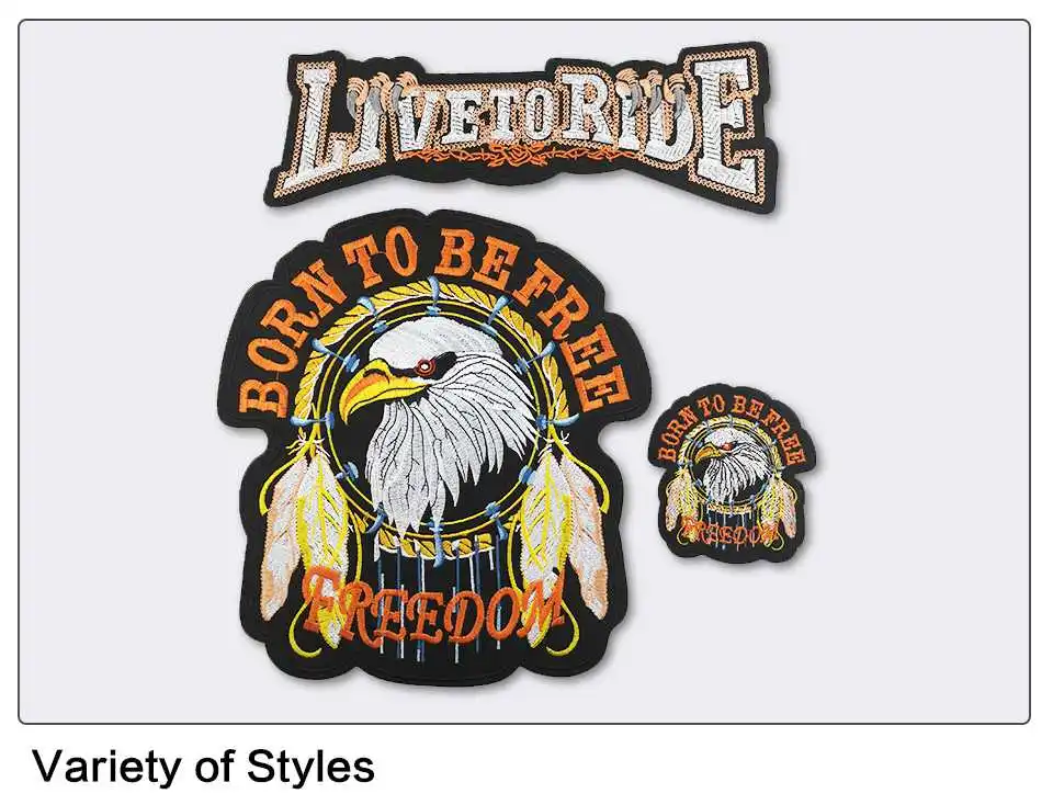 Embroidery Patches For Clothing SamllLarge Iron On EagleLive To RideFreedomAnimalBiker Patches Motorcycle Patch For Clothing (6)