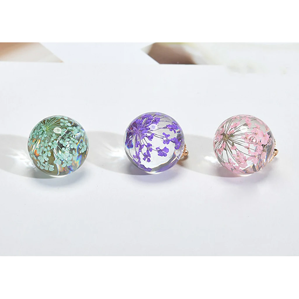 10 pcs Round Ball Dried Flower Glass Ball Flower Cap Pendant DIY Loose Beads for charm bracelet earrings necklaces