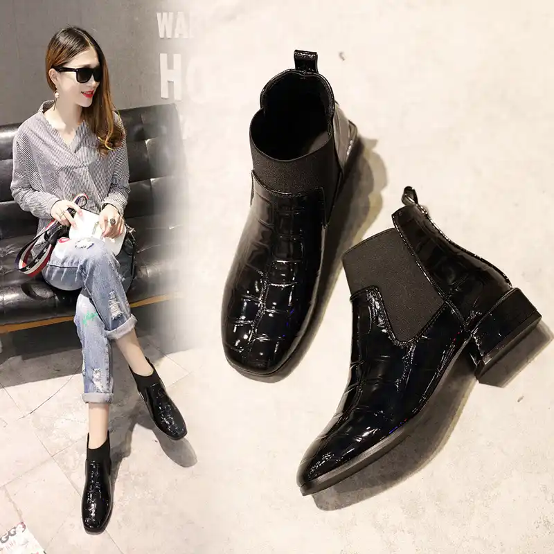 patent leather ankle boots outfit