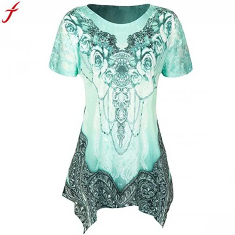 

Women Blouse Summer Tops 2019 Shirts Women O-Neck Pleated Plus Size Short Sleeve Blouse Asymmetrical Tunic Loose Long Shirt#4