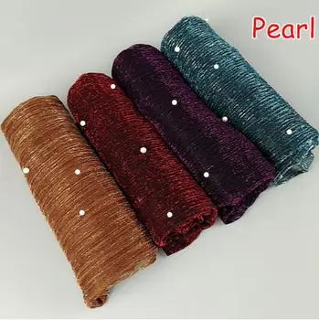 

C4 10pcs High quality pearl glitter shimmer shawls hijab women scarf scarves long shawl can choose colors