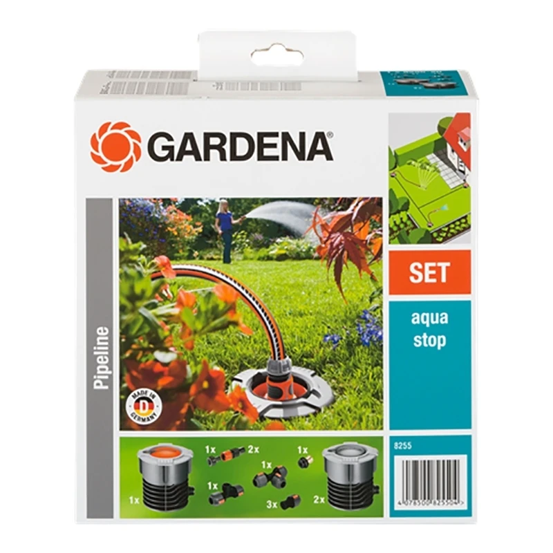 Системы полива GARDENA 08255-20.000.00 (9 предметов в комплекте, количество входных соединений 1, количество выходных соединений 2, аквастоп, морозостойкий корпус, съемный фильтр)