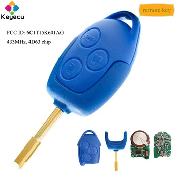 

KEYECU Replacement Remote Key - 3 Buttons & 433MHz & 4D63 Chip - FOB for Ford Transit WM VM 2006-2014 FO21 FCC ID: 6C1T15K601AG