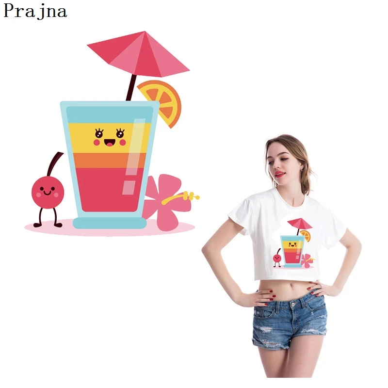 

Prajna Cartoon Thermal Transfer Iron On Vinyl PVC Heat Transfer Stickers For Clothing Summer Style DIY Applique Decor Washable