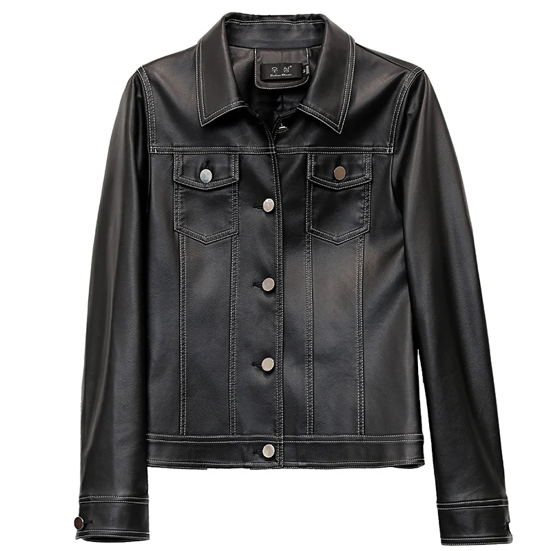 

2019 New Womens Faux Leather Jackets Coat Ladies Short Slim Soft Leather Black Moto Style Jacket Female Clothing Punk Outerwear