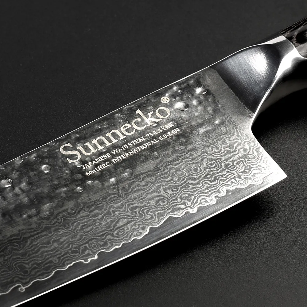 SUNNECKO 7 &quotнож Santoku японский Дамаск VG10 стальное лезвие шеф повара кухонные ножи Pakka