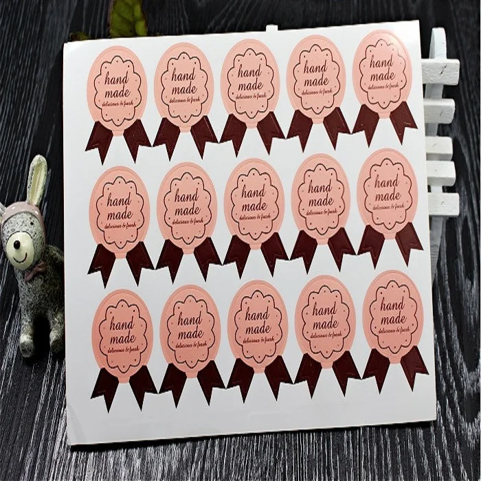 

15pc/set sealing sticker tag for candy cookie box bag chocolate paper gift package Birthday Party favor DIY pink handmade Wh