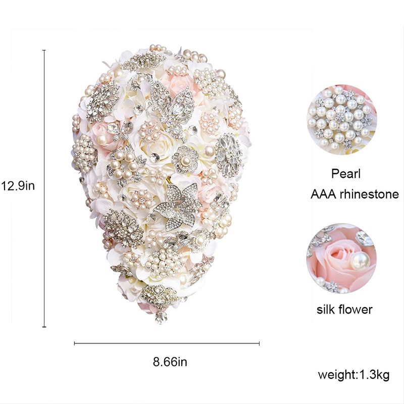 MissRDress Свадебный букет с жемчугом в форме капли воды Свадебный букет для невесты с розами для свадьбы аксессуары JK502