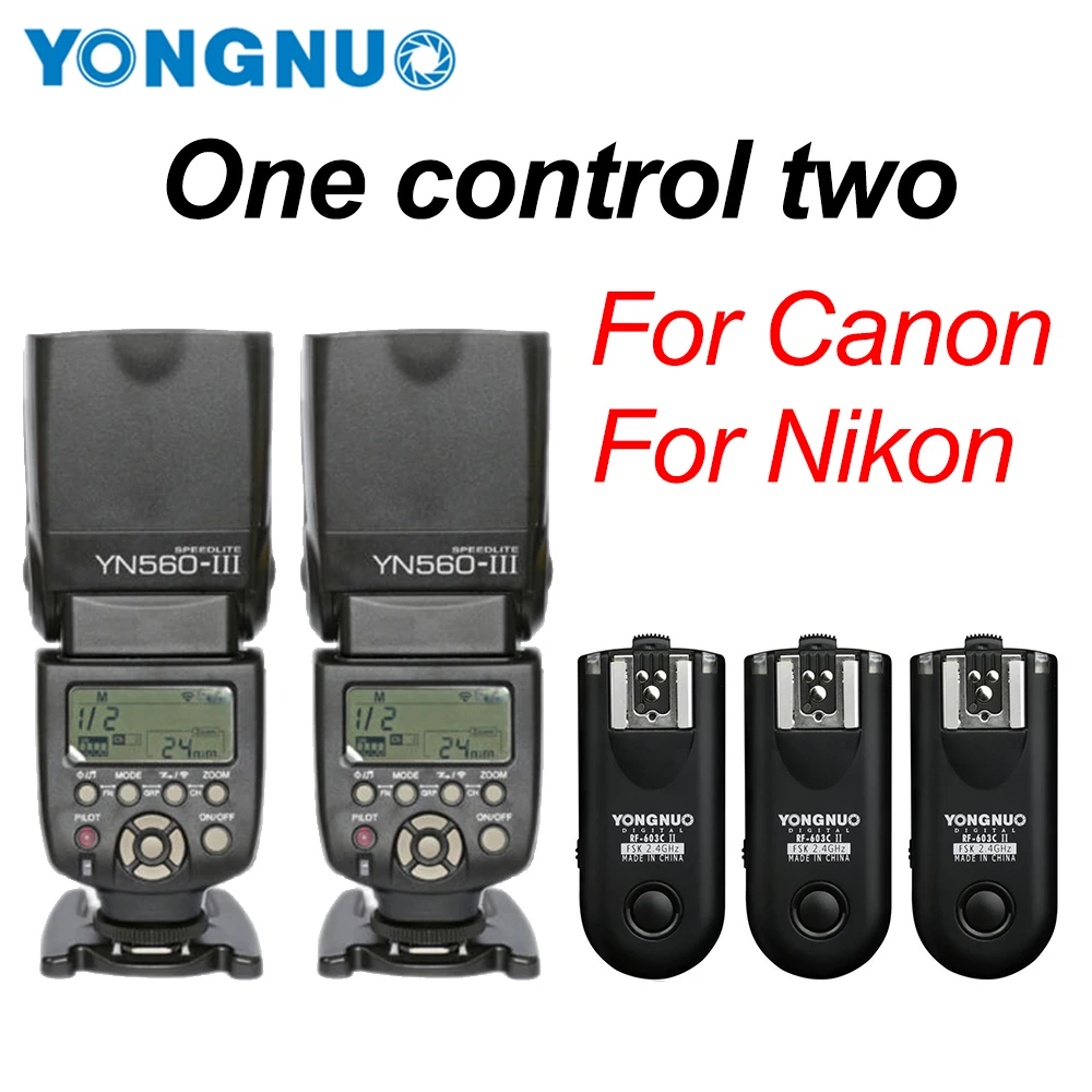 

Yongnuo yn560III Speedlite flash Speedlight Flashlight 2pcs+3pcs RF603II RX flash Trigger Single transceiver KIT For Canon Nikon