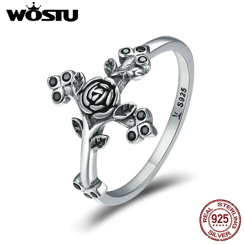 

WOSTU New Collection 925 Sterling Silver Love Beliefs Faith Cross Finger Rings for Women Sterling Silver Jewelry Anel CQR179