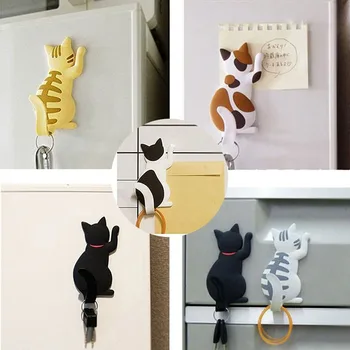 

6 Pcs/Set Magnet Hooks Cute Cartoon Cat Magnetic Fridge Refrigerator Sticker for Home Office SDF-SHIP