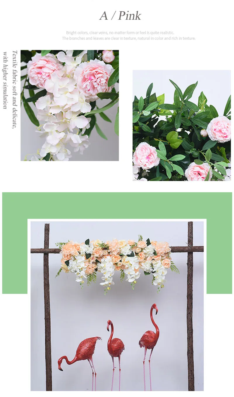 Flone Artificial Fake Flowers Rose Wedding Supplies Arched Door DIY Decoration Flower Row Silk Flowers For a Wedding Decor (9)