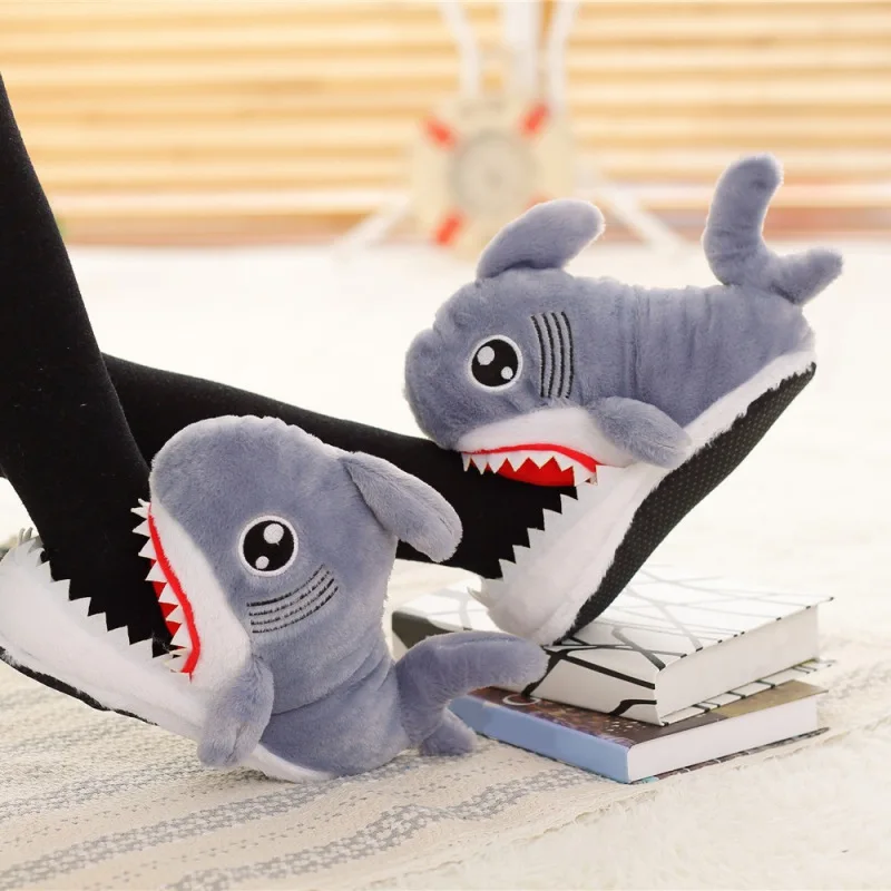 

Cotton slippers Plush Cartoon Shark Slippers Cute Warm Comfortable Antiskid for Adult