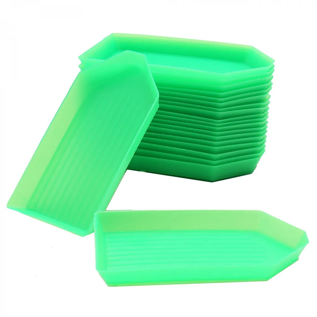 

20pcs DIY Tool Rhinestone Diamond Box Small Receive Plastic Tray/ Plate For Nail Art/Mobile Beauty/Jewelry Beads Green NEW