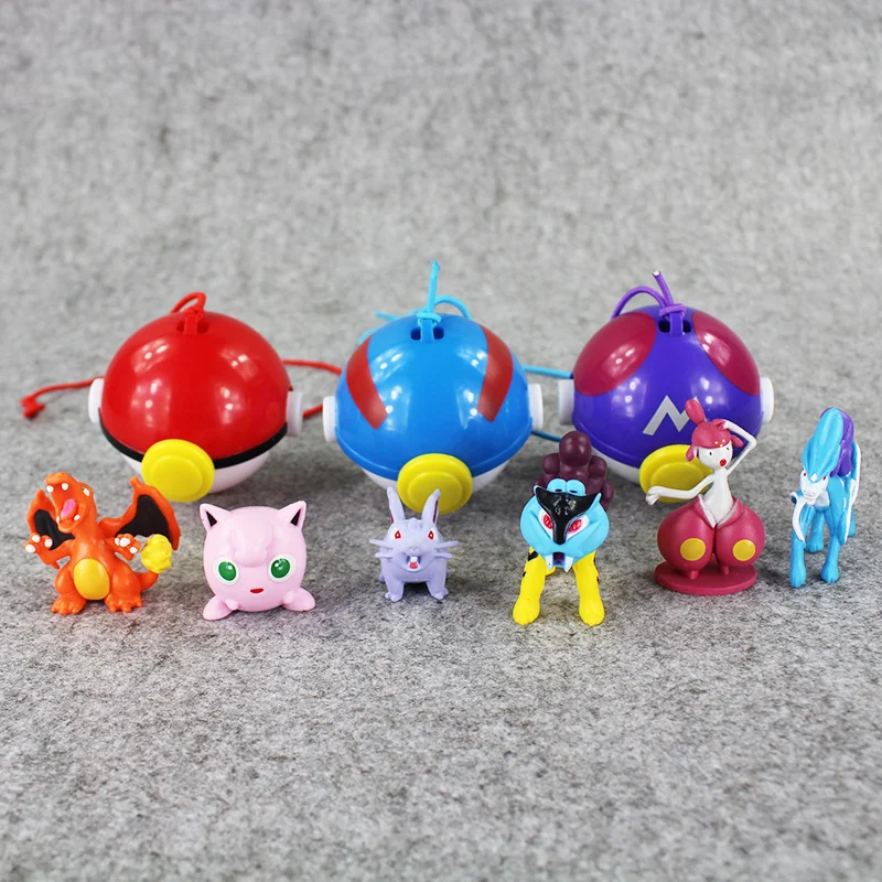 

7cm Trainer Capture Figure Toy Each Ball with 2 Figures inside Anime Master Great Ball Pendants