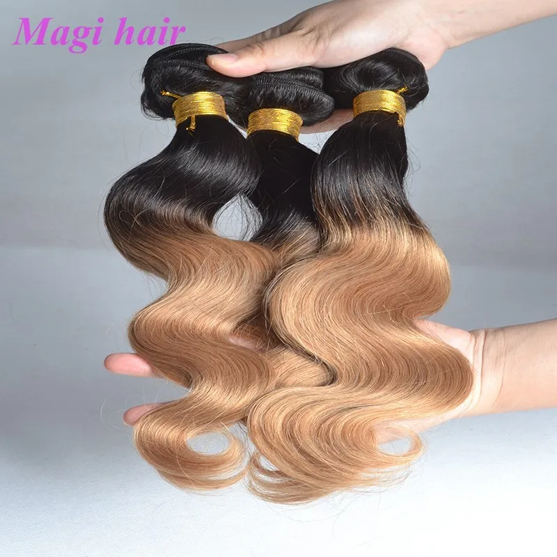 

7A Grade 3pcs lot Brazilian Body Wave Ombre Hair Extensions Ombre Body Wave Hair 7A Hair Two Tone 1b/30 Free shipping By DHL