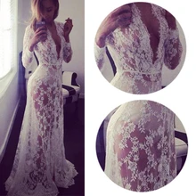 Summer Dresses Women Floor-Length Black White Lace Dress Adjust Waist Sexy See Through Floral Vestido DR5046