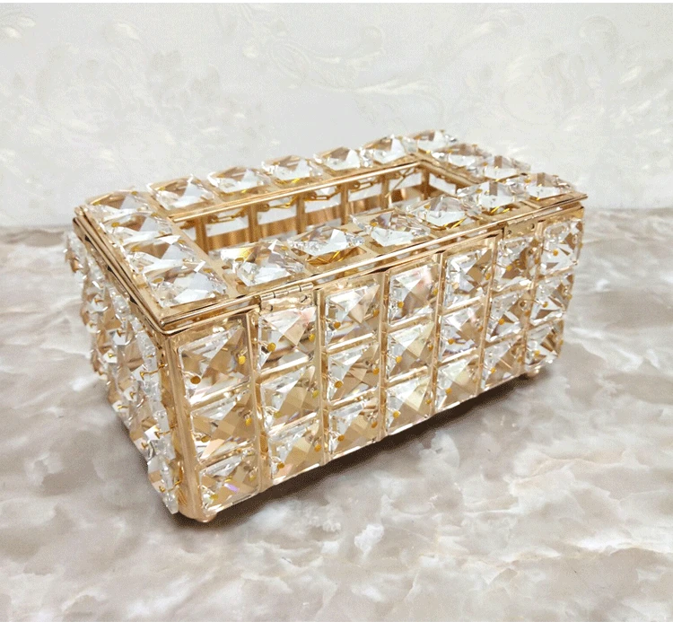 

European Style Metal Crystal Tissue Box Tissue Napkin Holder Kitchen Living Room Dining Room Decoration napkin holder box