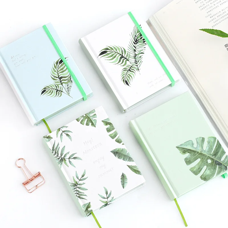 Beautiful Green Leaves Plants Planner Book Notebook Portable Notepad Hardcover Thick Sketchbook