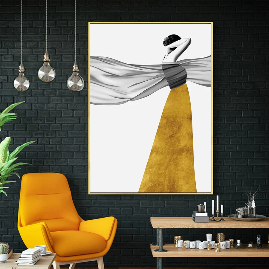 Abstract Women Wall Art Canvas Painting Folk custom Clothing Posters