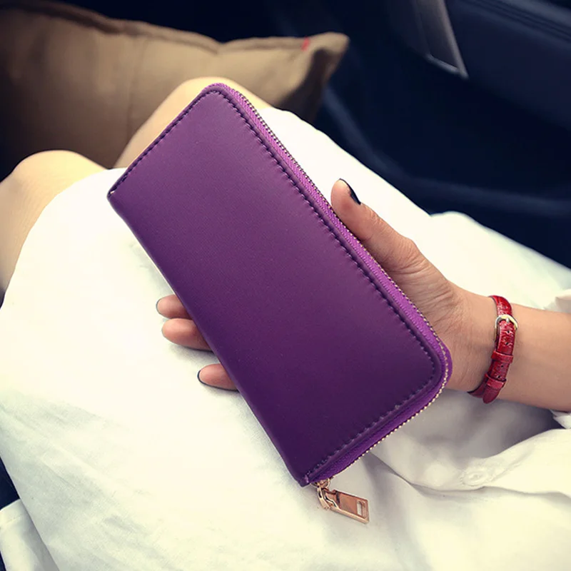 2016 New Nylon Women Long Wallet Fashion Solid Zipper Clutches Portable Casual Lady Cash Purse