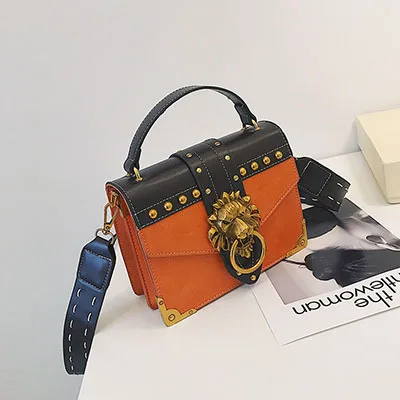Роскошные сумки, женские сумки, дизайнерская сумка на плечо, голова льва, с замком, из искусственной кожи, сумка-мессенджер, известный бренд, через плечо, для женщин, клатч - Цвет: Orange