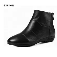 Легкие удобные ботинки из натуральной кожи женская обувь на плоской подошве г. Новые осенне-зимние ботильоны женские ботинки зимние ботинки, большие размеры