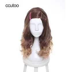 Ccutoo 20 "женские длинные вьющиеся сбоку центральной части коричневый микс синтетических Косплэй волос Искусственные парики Гарри Поттер