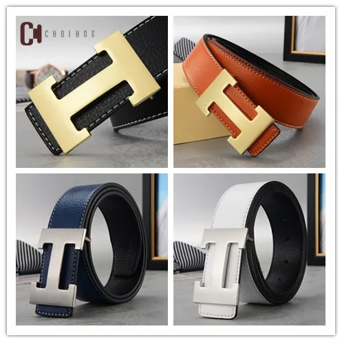 

Men Belt 2019 Cowhide Genuine Leather Belts for Men Fashion Smooth Buckle Belts With Letter H GG wo'men Belts Cinturones Hombre