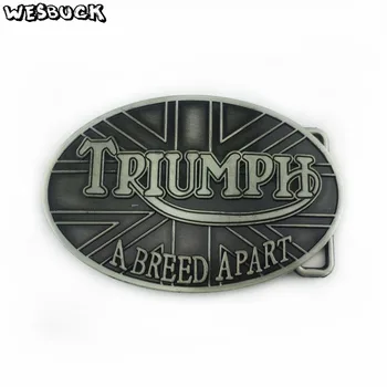 

WesBuck Brand TRIUMPH Motorcycles A Breed A Part Belt Buckle Oval Metal For 4cm Wide Belt Classic Men Women Buckle