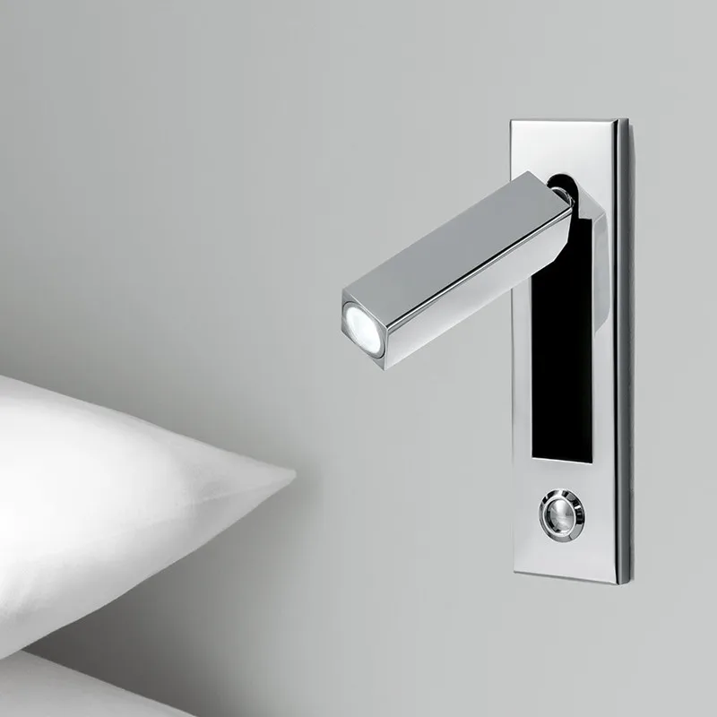 

Topoch Nordic Wall Lamp LED 3W Chrome Finish Touch Dimmer/On/Off Switch Blue Mood Light Standby Head Rotates Tilts 90 Degree