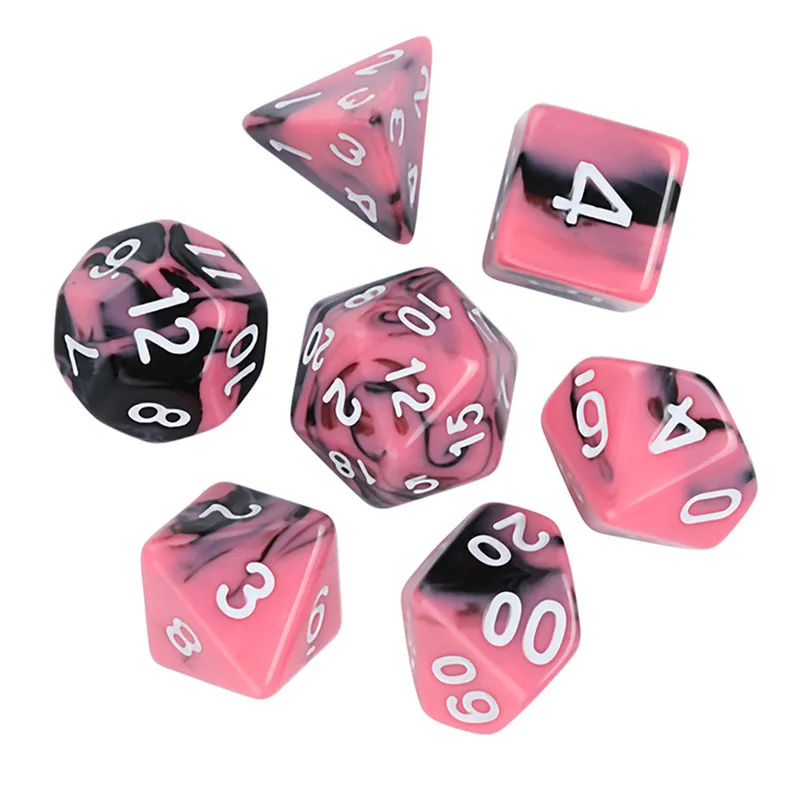 7Pcs Game Dice Party Entertainment Equipment Game Dungeons & Dragons Polyhedral D4-D20 Multi Sided Acrylic Dice #2N23 (1)