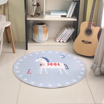 

2019 Carpet Anti Slip Round Carpet Rug Home Bedroom Living Room Decor Puppet Pony Lovely Cartoon Printing Floor Mats