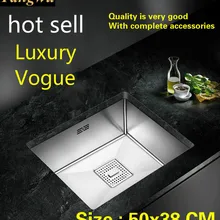 Горячая стандартная труба кухня ручная раковина одинарная мойка 304 пищевой нержавеющей стали Мода 500x380 мм