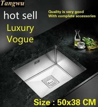 Best Free Shipping Hot Sell Standard Trumpet Kitchen Manual Sink Single Trough 304 Food Grade Stainless Steel Fashion 500x380 MM