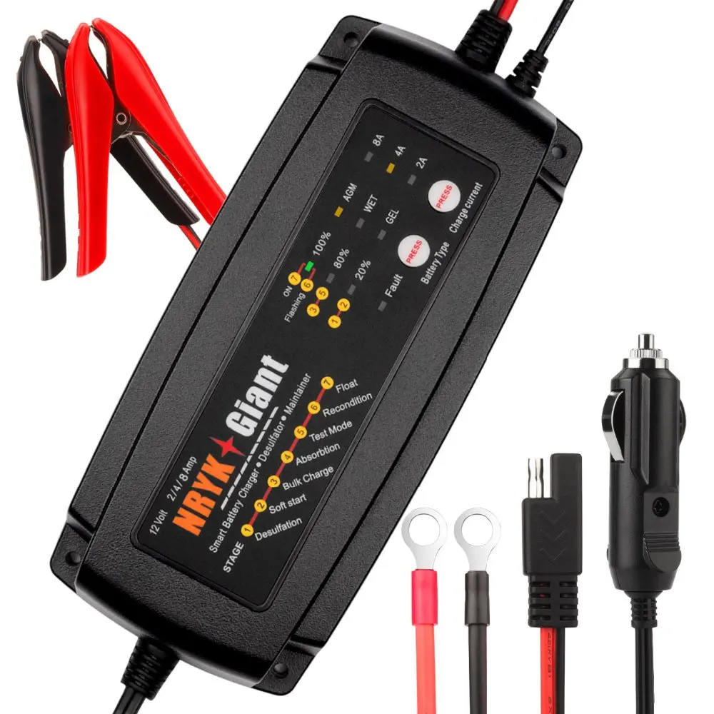 12V Battery Charger 2A 4A 8A 7 Stage Smart Boat RV Car ...