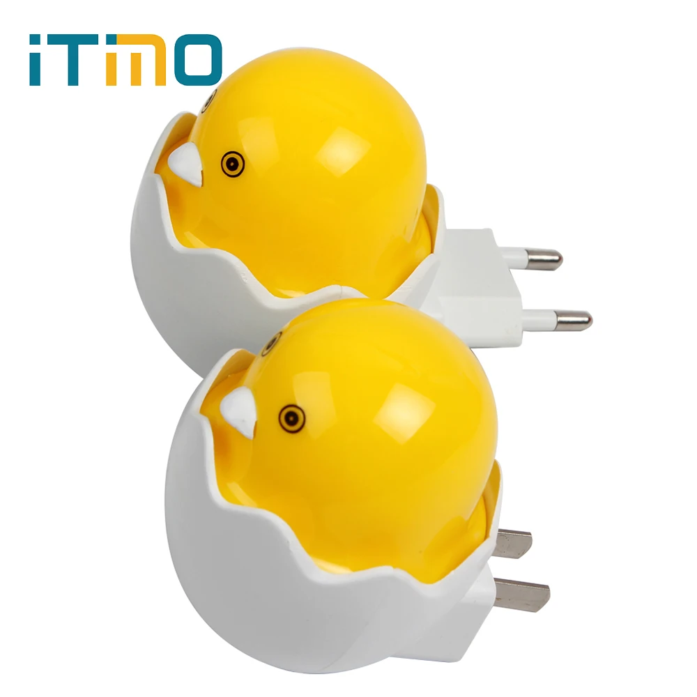 

iTimo US EU Plug AC 110-220V Light Control Sensor Bedroom Lamp Cute Yellow Duck LED Night Light Wall Socket Lamps