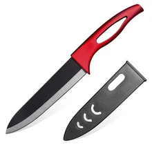 XYJ cuchillo de cerámica marca de gama alta de 6 pulgadas cuchillo cocinero de moda con mango rojo cuchillo de cocina de cerámica con tapa PP cocina herramientas