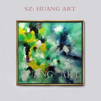 

Frameless painting artist selling original han porch abstract oil painting light blue sofa decorate the wall of the hall