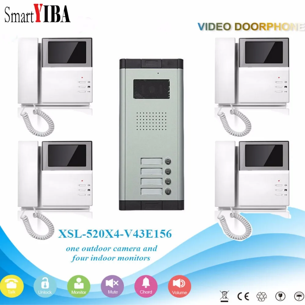 SmartYIBA 4 Units Multi Apartment Door Bell Camera Home Security Video Door Phone Doorbell Camera for 4 Families House