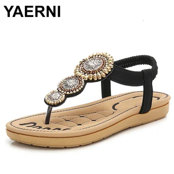 

YAERNI Summer New Arrival Gladiator Sandals Women Flat Thick Bottom Shoes Ladies Casual Bohemia Sandals