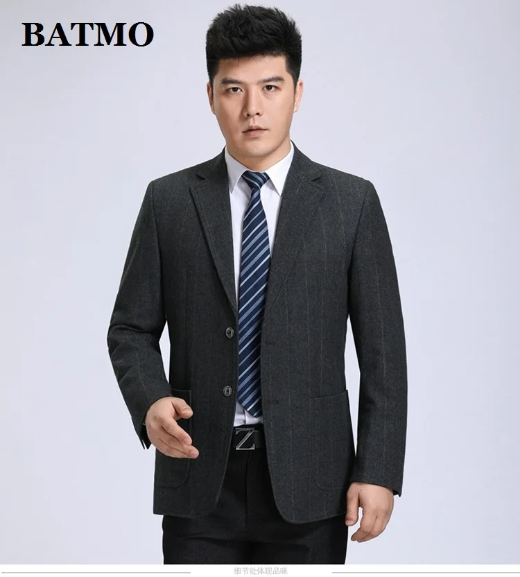Batmo Новое поступление высококачественный шерстяной Смарт клетчатый Повседневный блейзер для мужчин, мужские повседневные костюмы, мужские пиджаки больших размеров S-3XL 606 - Цвет: dark grey