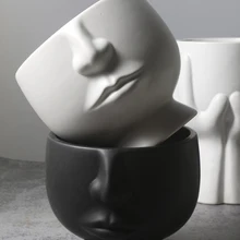 Керамическая ваза в скандинавском стиле для современного творчества, Искусственные Горшечные цветочные горшки, белый черный цветочный горшок, декоративные украшения для дома