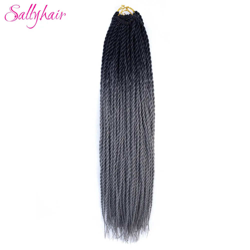 Sallyhair, 24 дюйма, 20 прядей, Омбре, цвет, сенегаль, закрученные косички, волосы для наращивания, высокая температура, синтетические, вязанные, косички - Цвет: P1B/613
