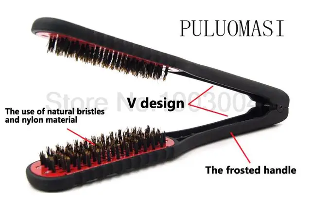 Free Shipping Professional Ceramic Hair Straightening Comb Styling Free Shipping Professional Ceramic Hair Straightening Comb Styling Tools Boar Bristle Double Sided Brush Clamp