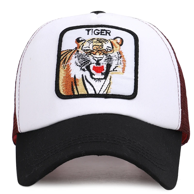 جديد جودة عالية النمر التطريز شبكة قبعة بيسبول النساء الرجال الهيب هوب قبعة الصيف الحيوان Snapback قابل للتعديل العظام Gorras الرياضة