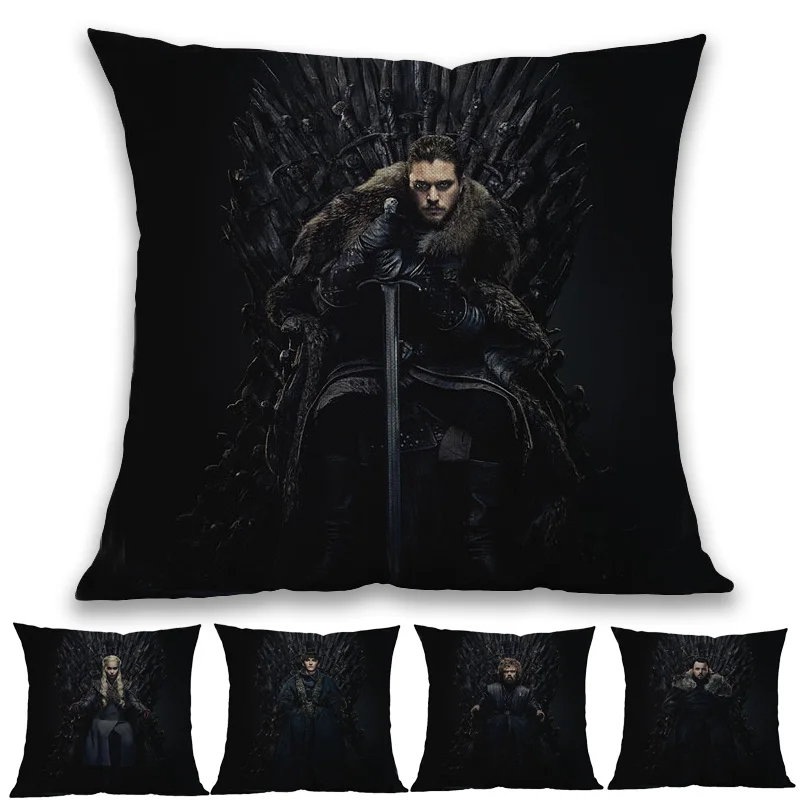 

Dark Color Game Of Thrones 8 Characters Daenerys Jon Snow Iron Throne Pillow Case Home Sofa Chair Car Decoration Cushion Cover