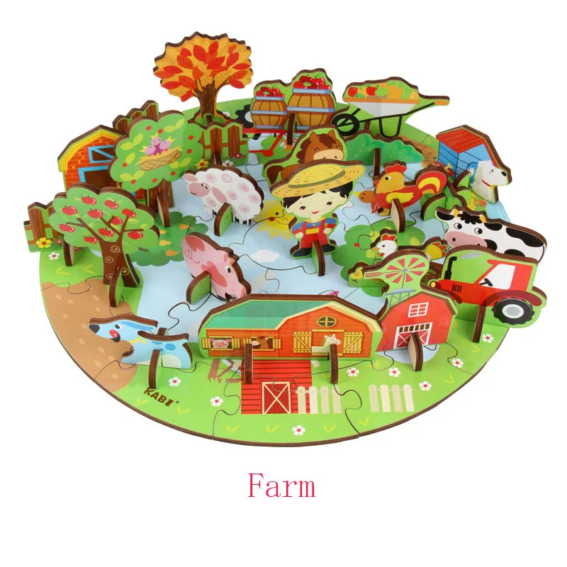 Детские DIY фермы/цирк/лес анимальсууден образовательные соединительные блоки, игрушки развивающие сборки творческие игрушки для детей